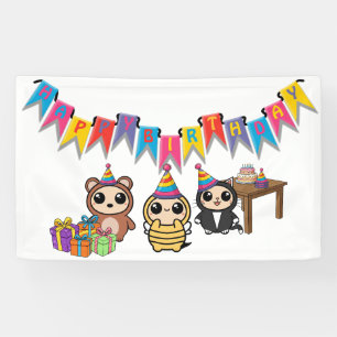 Bannière d'anniversaire adorable animal   Pièce En