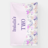 Bannière d'anniversaire adorable papillon rose pou (Verticale)