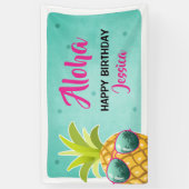 Bannière d'anniversaire Aloha Pineappy Tropical Lu (Vertical)