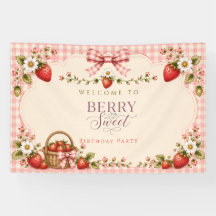 Bannière d'anniversaire aux fruits rouges sucrés
