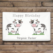Bannière d'anniversaire avec de belles vaches