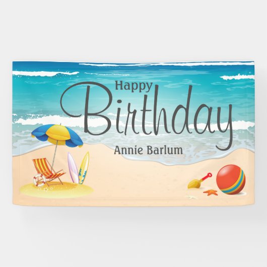 Bannière d'anniversaire "Beach Bliss" (Horizontal)