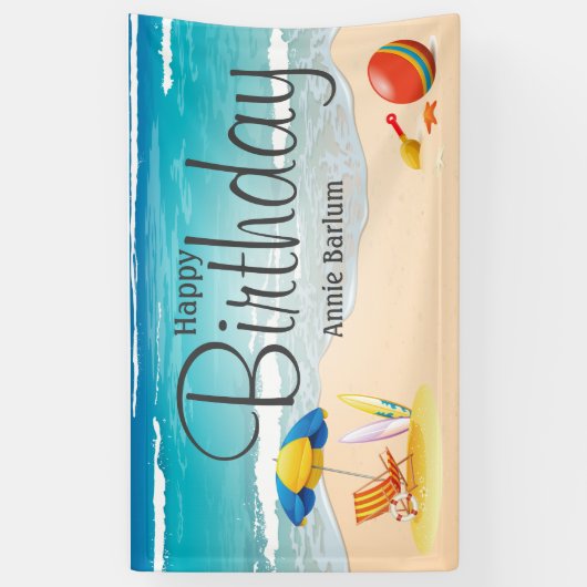 Bannière d'anniversaire "Beach Bliss" (Vertical)