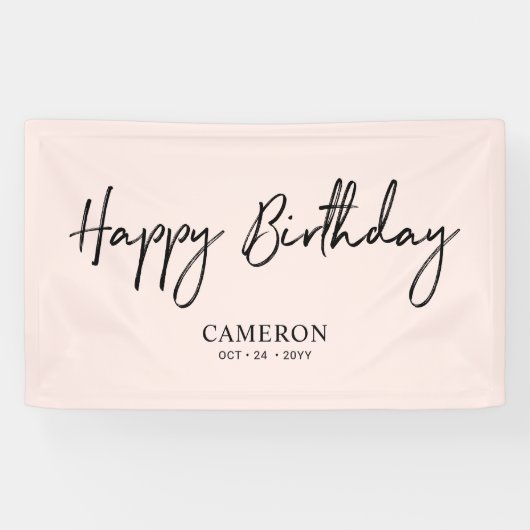 Bannière d'anniversaire Black & Pink minimale pers (Horizontal)