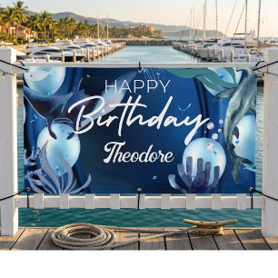 Bannière d'anniversaire Cabana Blue Anchor