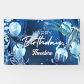 Bannière d'anniversaire Cabana Blue Anchor (Horizontal)