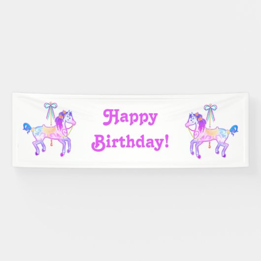 Bannière d'anniversaire Carousel Pony (Horizontal)