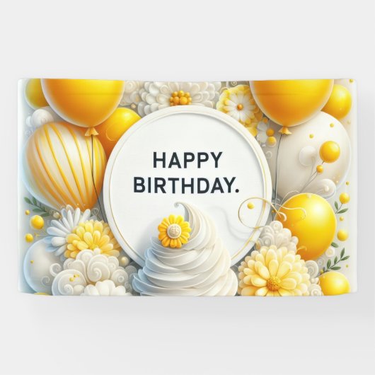 bannière d'anniversaire cupcake et ballon (Horizontal)
