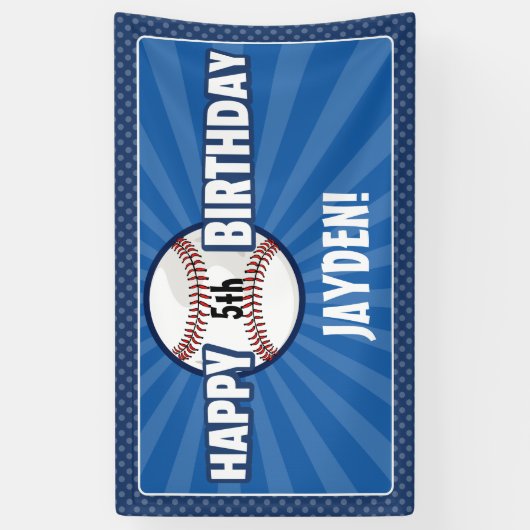 Bannière d'anniversaire de base-ball bleu d'âge (Vertical)