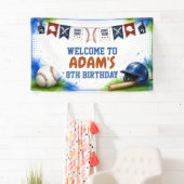 Bannière d'anniversaire de baseball à l'aquarelle (En situation)