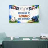 Bannière d'anniversaire de baseball à l'aquarelle (Salon professionnel)