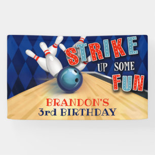 Bannière d'anniversaire de bowling - garçon