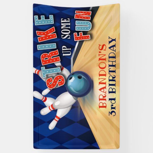 Bannière d'anniversaire de bowling - garçon (Vertical)