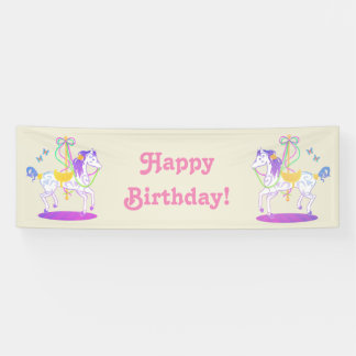 Bannière d'anniversaire de cheval de carrousel