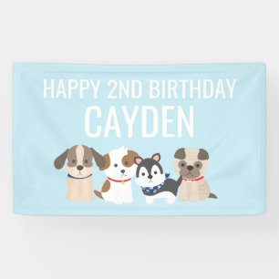 bannière d'anniversaire de chiot bleu