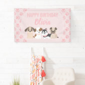 Bannière d'anniversaire de chiot rose (En situation)