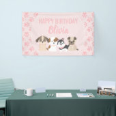 Bannière d'anniversaire de chiot rose (Salon professionnel)