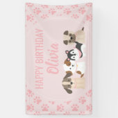 Bannière d'anniversaire de chiot rose (Vertical)