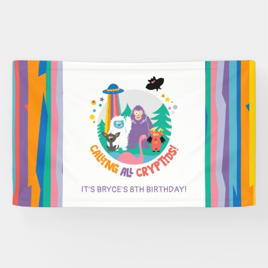 Bannière d'anniversaire de cryptide pour enfants (Horizontal)
