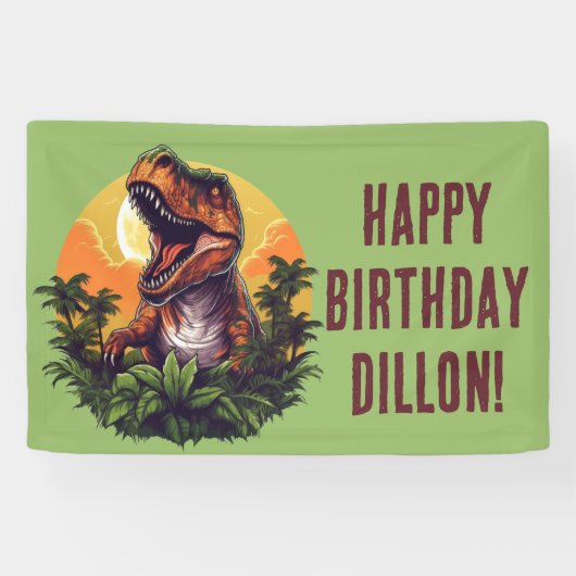 Bannière d'anniversaire de Dinosaur Rawr (Horizontal)
