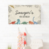 Bannière d'anniversaire de dinosaure (En situation)