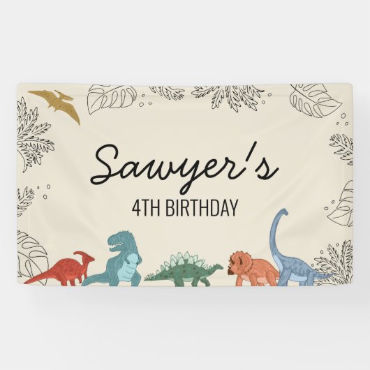 Bannière d'anniversaire de dinosaure (Horizontal)
