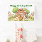Bannière d'anniversaire de ferme mignonne (En situation)
