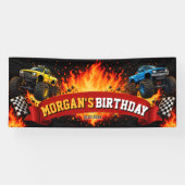 Bannière d'anniversaire de fête de course de Monst (Horizontal)