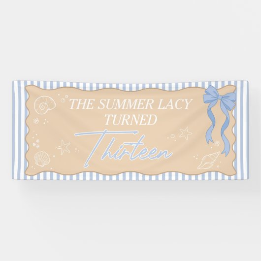 Bannière d'anniversaire de fille bleu pastel de pl (Horizontal)