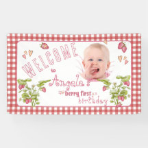 Bannière d'anniversaire de fraises Berry