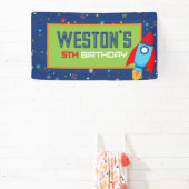 Bannière d'anniversaire de fusée bleue et rouge da (Insitu)