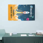 Bannière d'anniversaire de fusée spatiale nom pers (Salon professionnel)