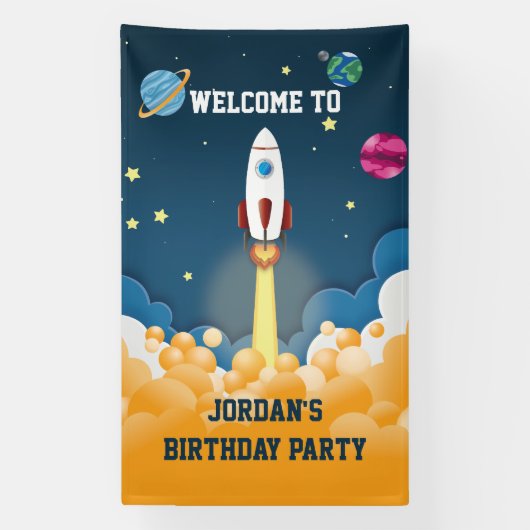 Bannière d'anniversaire de fusée spatiale nom pers (Verticale)