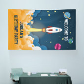 Bannière d'anniversaire de fusée spatiale nom pers (Salon professionnel)