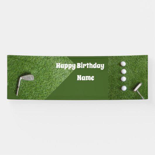 Bannière d'anniversaire de golf avec balles de gol (Horizontal)