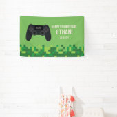 Bannière d'anniversaire de joueur pixelisé vert (Insitu)