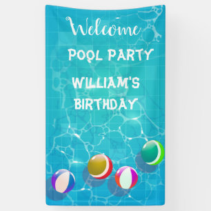 Bannière d'anniversaire de la fête de la piscine d