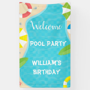 Bannière d'anniversaire de la fête de la piscine d