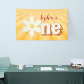 Bannière d'anniversaire de la marguerite jaune rét (Salon professionnel)