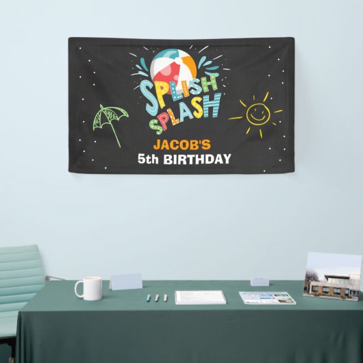 Bannière d'anniversaire de la piscine Splish Splas (Salon professionnel)