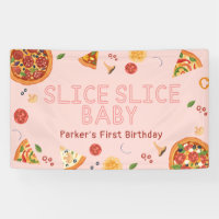 Bannière d'anniversaire de la pizza Slice Slice Mo