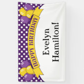 Bannière d'anniversaire de la Polka Jaune violette (Vertical)