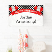 Bannière d'anniversaire de la Polka noire rouge (En situation)