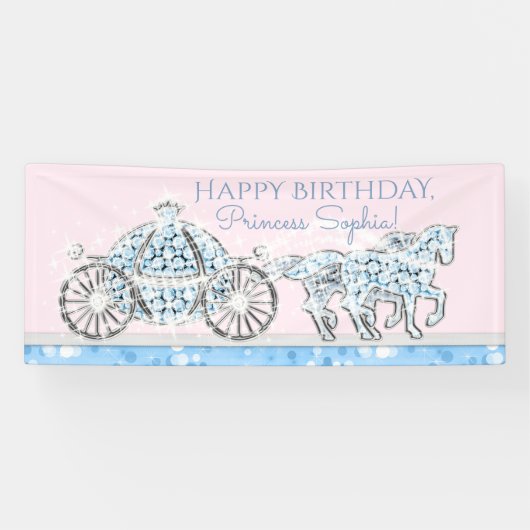 Bannière d'anniversaire de la princesse Cendrillon (Horizontal)