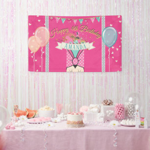 Bannière d'anniversaire de la princesse rose