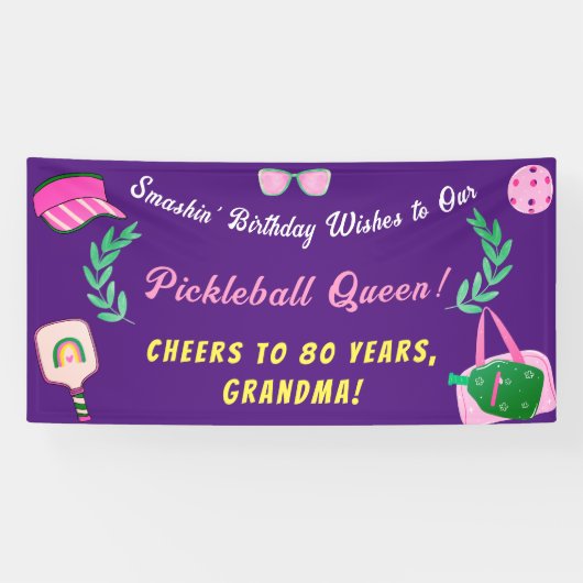 Bannière d'anniversaire de la reine Pickleball per (Horizontal)