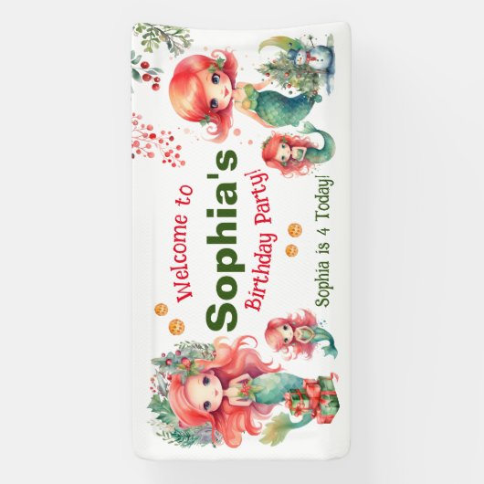 Bannière d'anniversaire de la Sirène de Noël (Verticale)