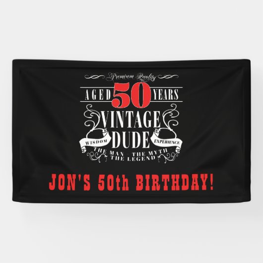 Bannière d'anniversaire de l'homme vintage (Horizontal)