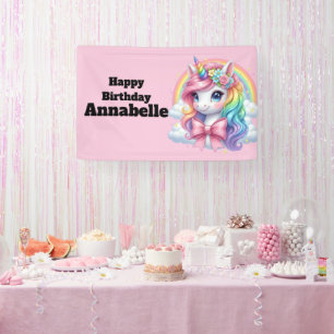 Bannière d'anniversaire de licorne magique Panne