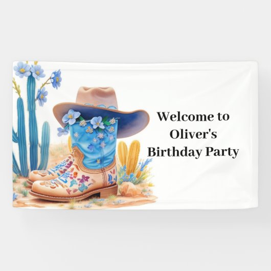 Bannière d'anniversaire de l'Ouest de Cowboy (Horizontal)